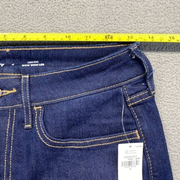 Old Navy Wow Loose High Rise Jeans Womens Size 4 Long Blue Dark Wash Stretch NEW - Picture 5 of 11